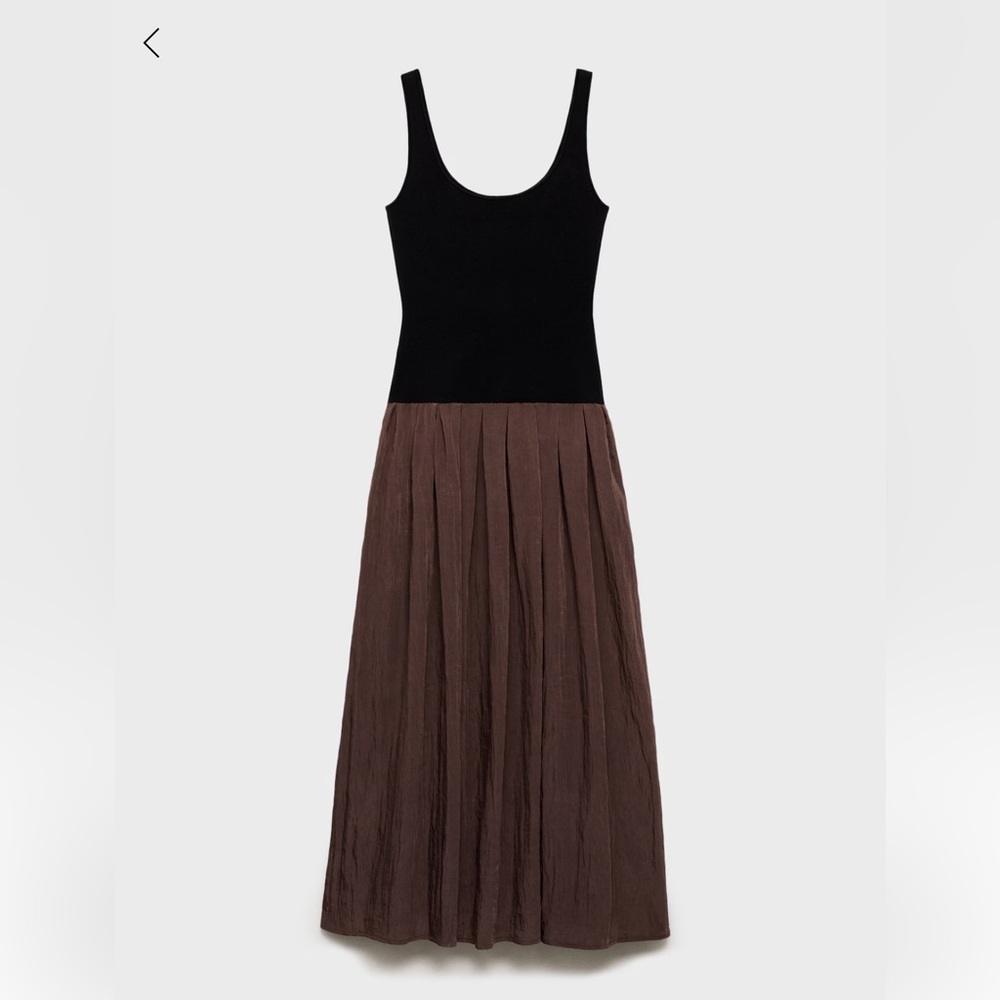 Mango Black and Brown Midi Dress